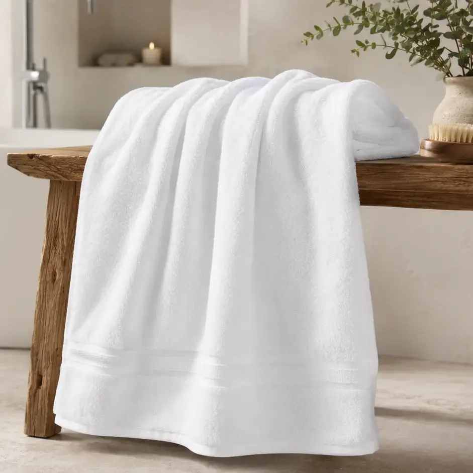 Wholesale 160×90 cm White Premium Cotton Bath Towel | Egypt Export Supplier