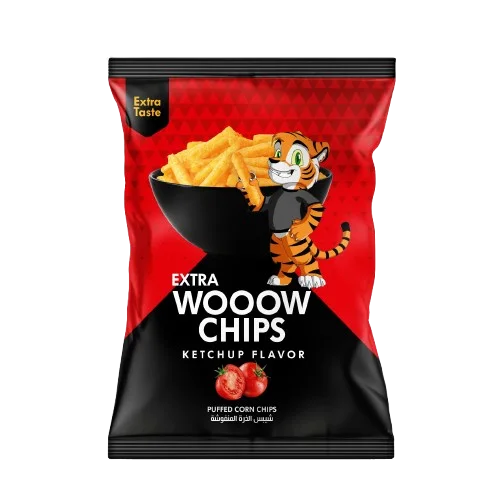 Wooow Corn Snacks with Hot Ketchup Flavor | Wholesale Carton 40 pieces x 50 grams | Excellent Jordanian manufacture