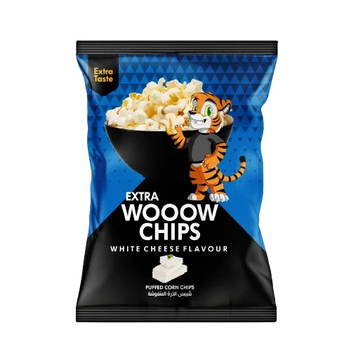 Wooow White Cheese Flavored Corn Snacks | Wholesale Carton 40 pieces × 50 grams | Excellent Jordanian Manufacture