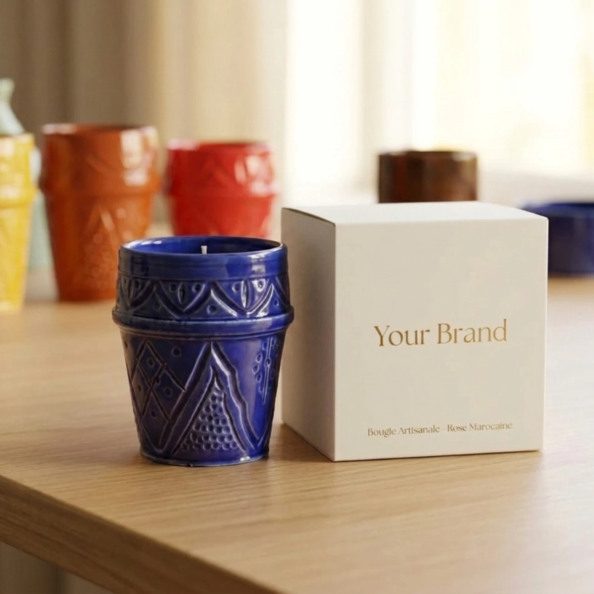 Moroccan Scented Candle in Handcrafted Safi Pottery