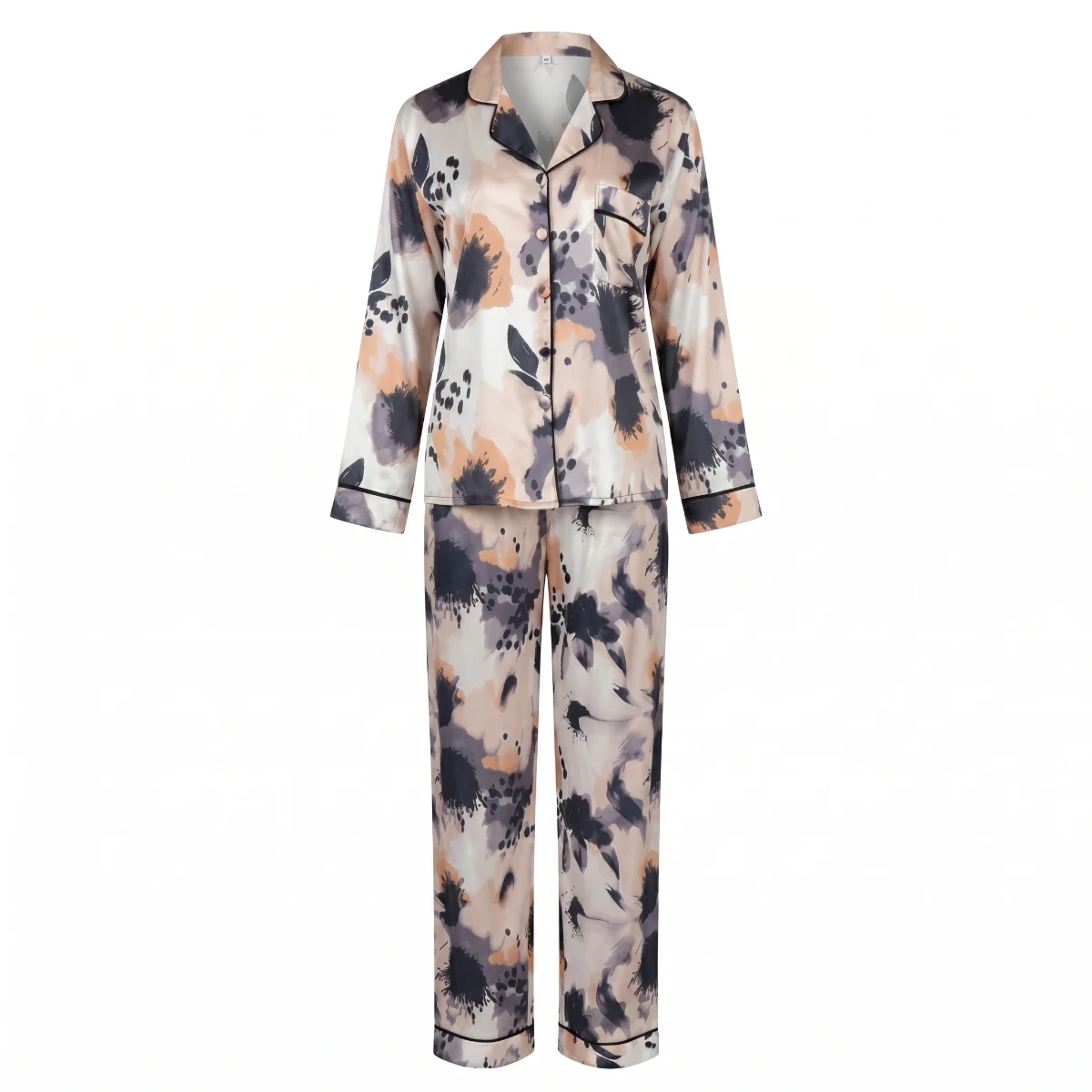 Satin Muse – Abstract Floral Pajama Set 6638f