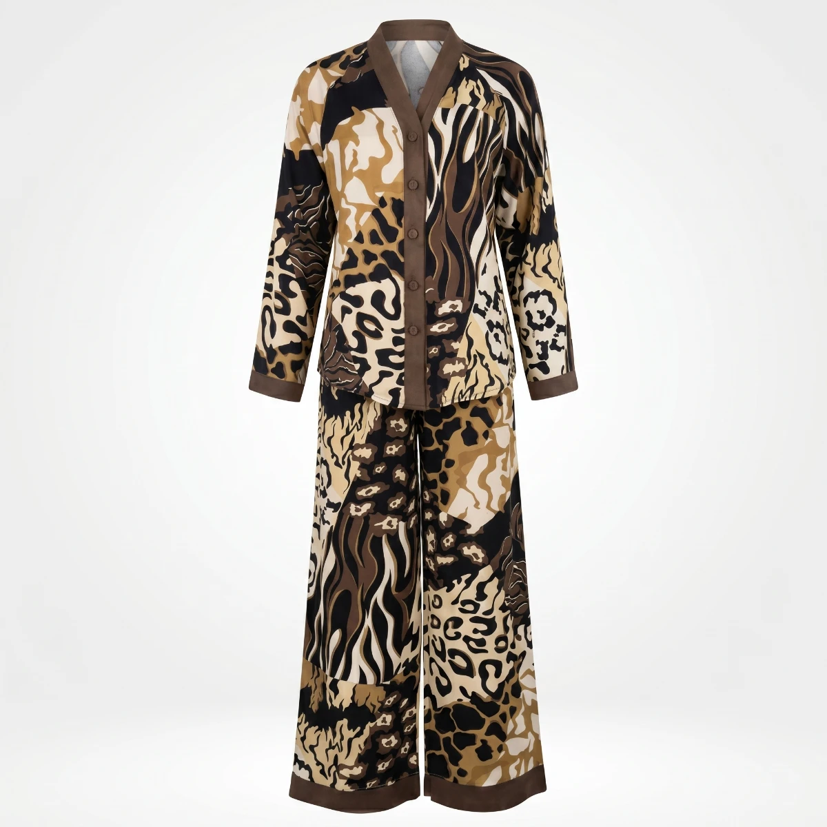 Wild Patch Pajama Set 6821 | Youlya Women's Viscose Sleepwear Set