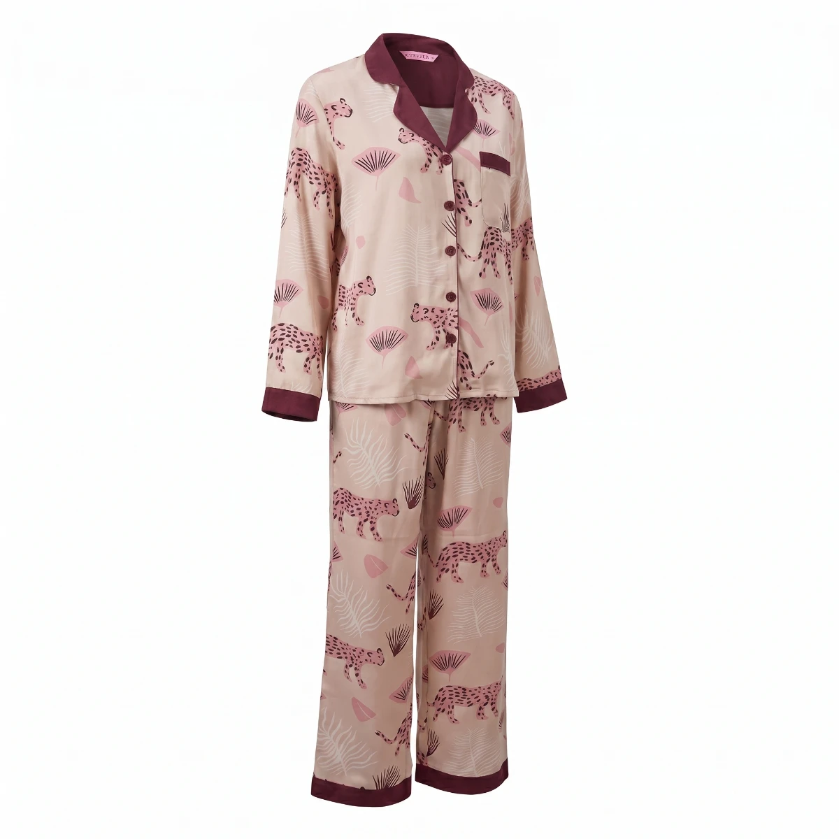 Printed Button-Down Pajama Set 6827 | Youlya Women's Viscose Sleepwear Set