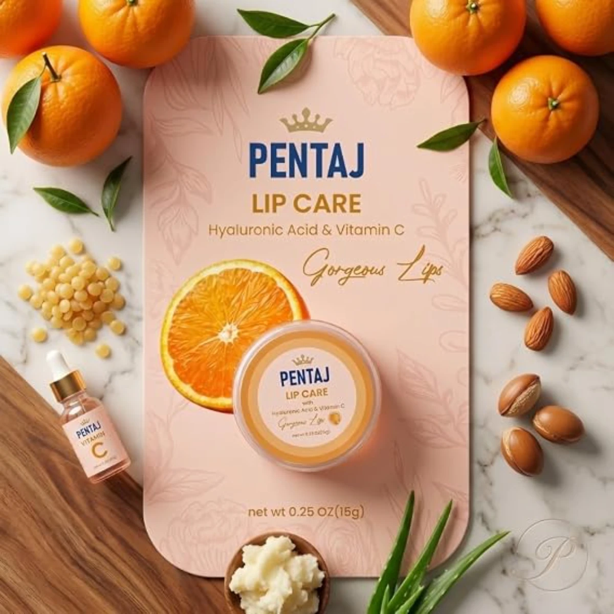 Lip Care Brightening Orange Formula, 15g,with Vitamin C, Hyaluronic Acid & Vitamin E for Radiant Healthy Lips