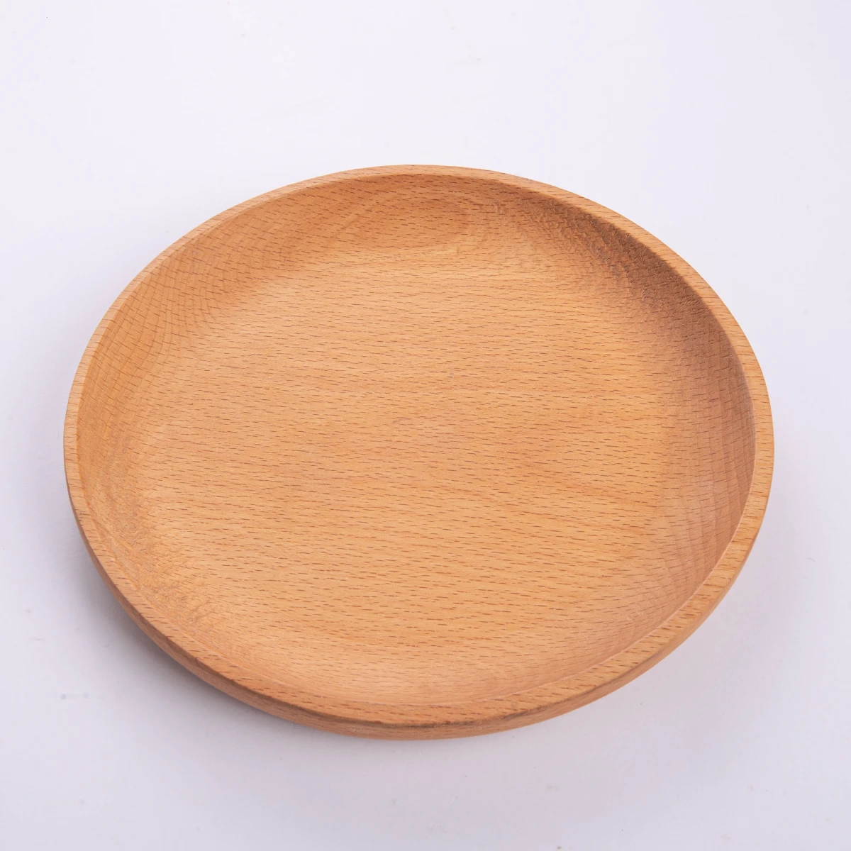 Round Beech Wood Dinner Plate 19cm - Natural Solid Wooden Salad & Dessert Dish - Sustainable Kitchenware Serving Tray