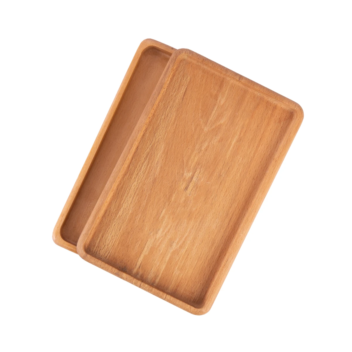 Set 2 Pieces | Wholesale Beech Wood Rectangular Serving Tray30 × 19 cm Made of solid natural wood for salads and desserts – a serving tray and sustainable kitchenware