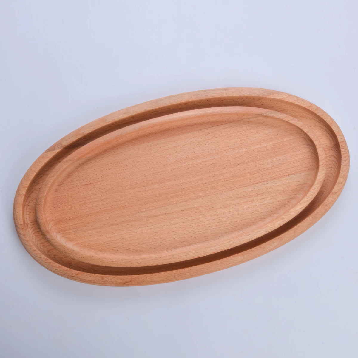 2 Piece Oval Serving Tray Set I Wholesale Beech Wood Round Tray 40*30*17 cm Made of solid natural wood for salads and desserts – a serving tray and sustainable kitchenware.