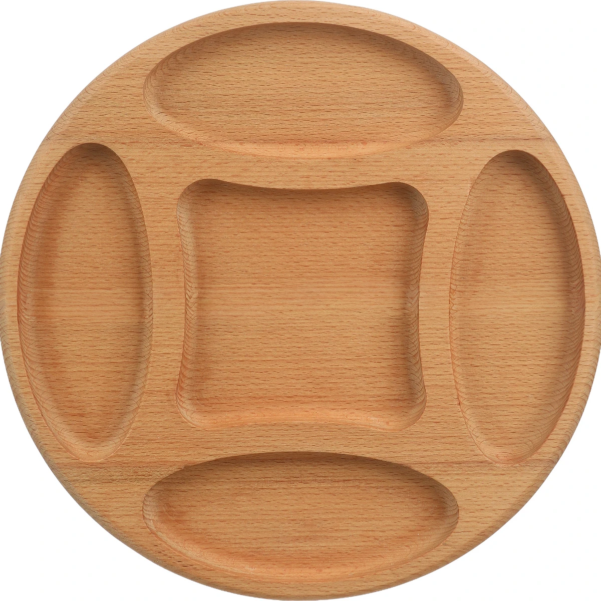 The best multi-compartment wooden tray for sports displays, snack serving, and candy drying.
