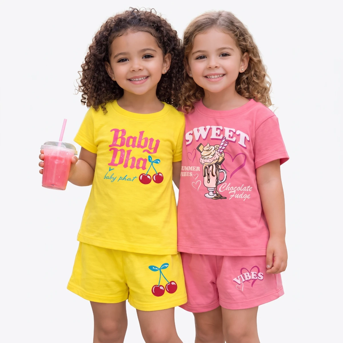 Girls French terry Children Girls' 50%cotton 50% polyester Fiber Nightgown Short sleeve Breathable Thin 200gsm