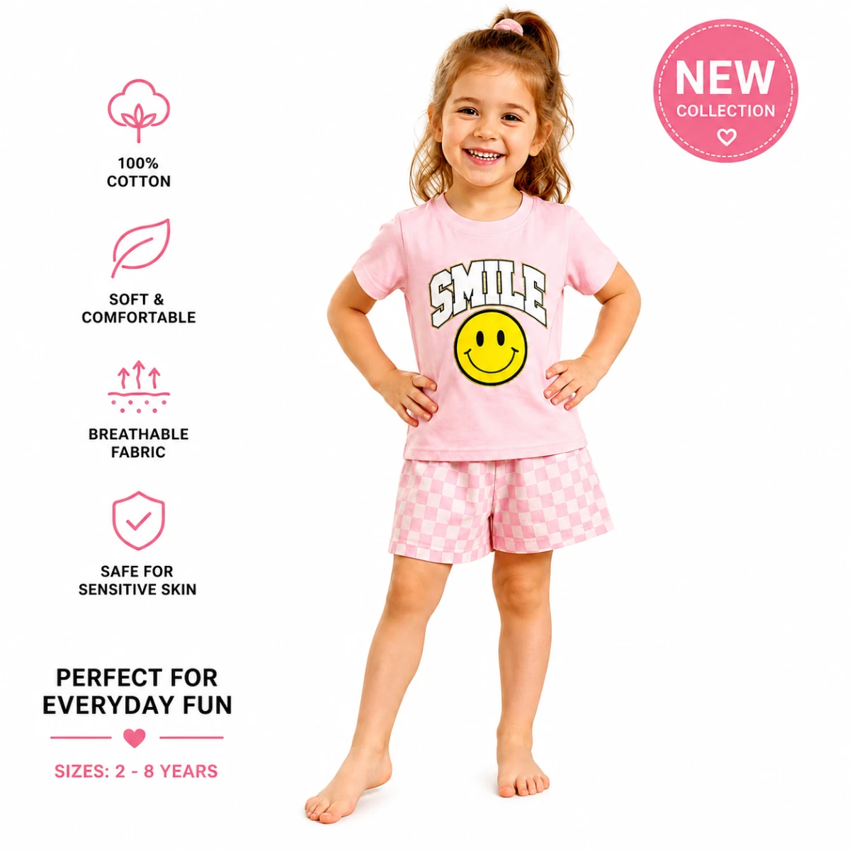 Girls short set 100% cotton Fabric 170g single Jersey I Children Girls Fiber Nightgown Short sleeve Breathable Thin