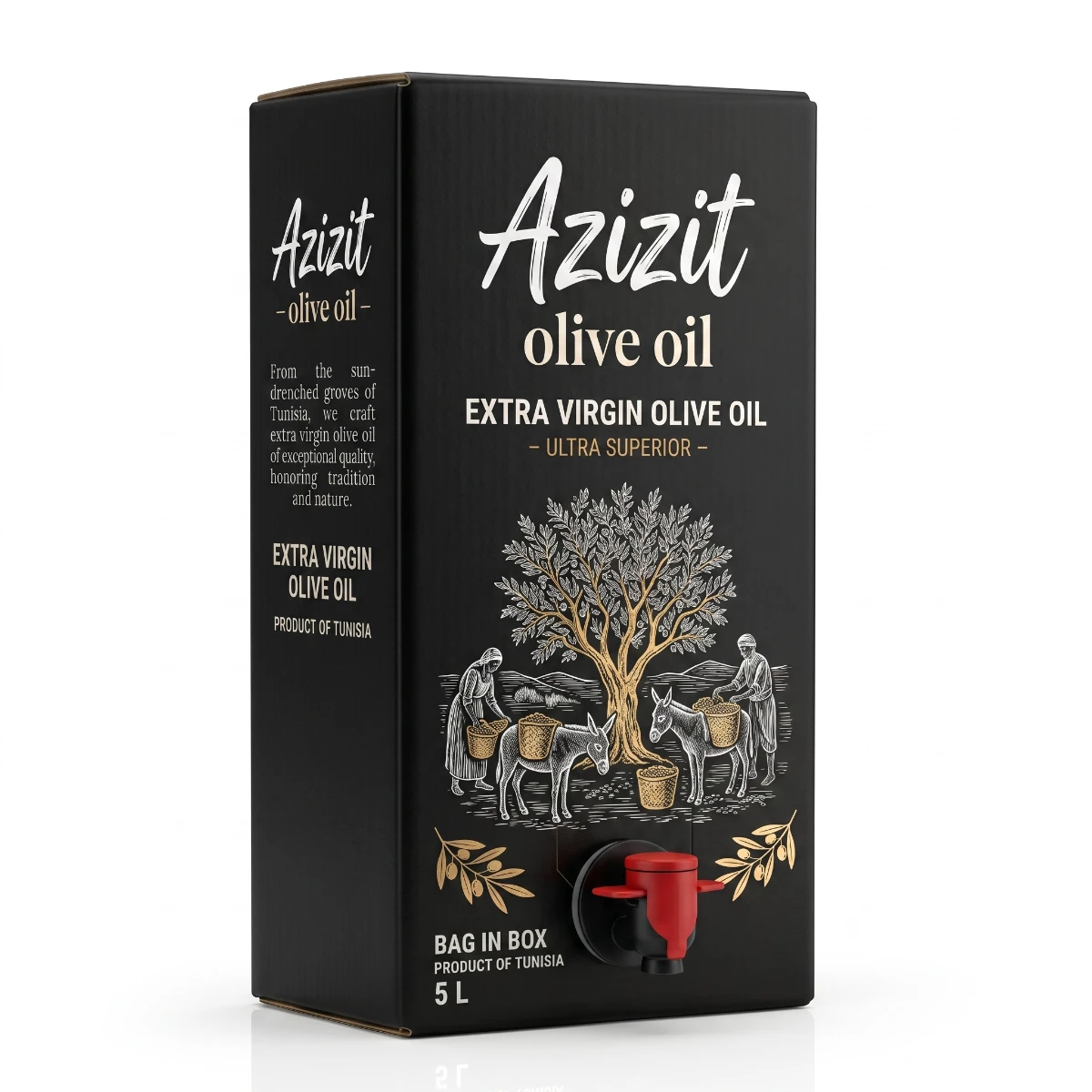 Azizit Tin 5L Organic Extra Virgin Olive oil Ultra Superior Wholesale Intense & Robust 100 % Chetoui & Chemlila Blend